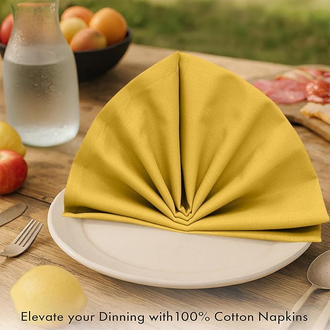 Ruvanti Cloth Napkins Set of 6, 100% Cotton High GSM 18x18 Inches Soft, Washable, Highly Durable & Absorbent, Perfect for Parties, Christmas, Thanksgiving Dinners – Spicy Mustard - Image 2