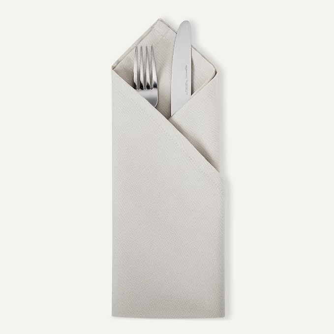 Amazon Basics Reusable Stain and Wrinkle Resistant Cloth Napkins, 17 x 17 inches, White, 12 Count (Pack of 4) - Image 3