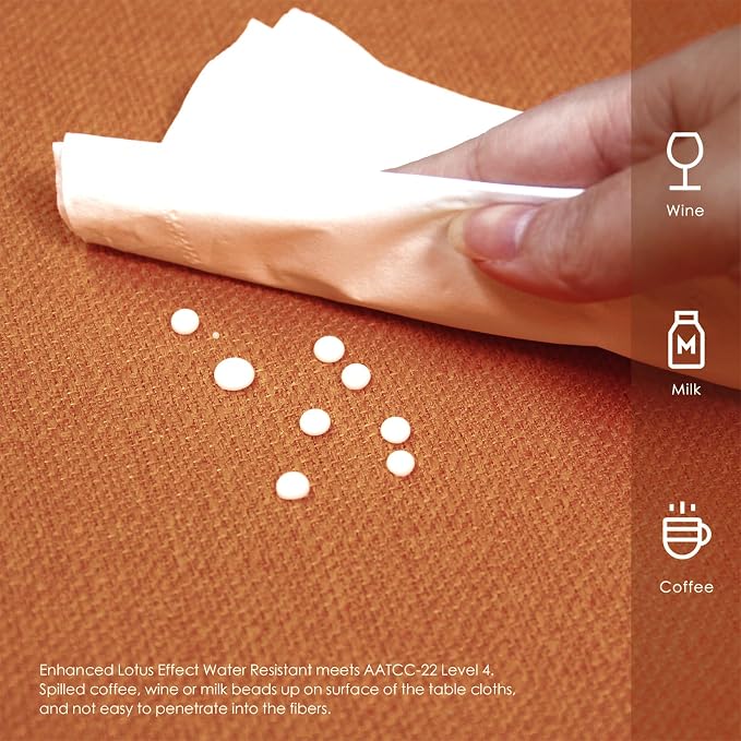 BALCONY & FALCON Rectangle Table Cloth Waterproof Cinnamon 70"x55" | Rectangular Washable Wrinkle Resistant Table Cloth Linen Fabric Tablecloths for Dining Party Kitchen Wedding and Outdoor Use - Image 3