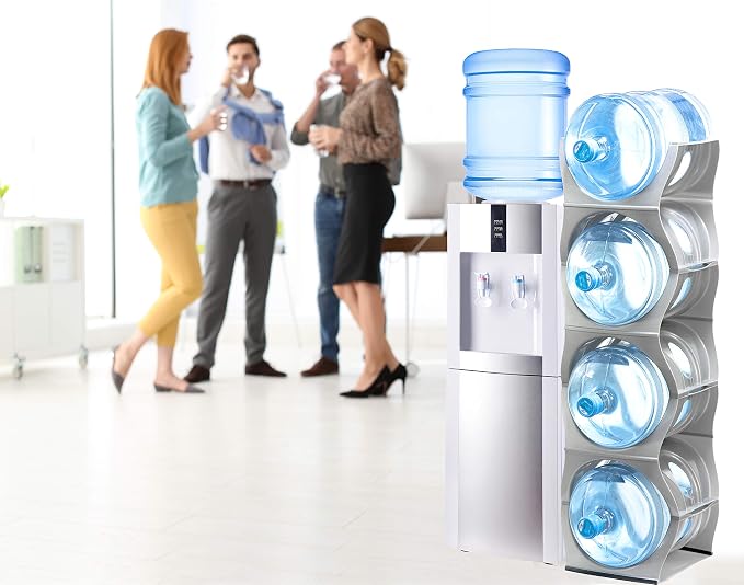 Stackable Water Bottle Storage Rack Best Water Jugs 5 Gallon Organizer. Jug Holder for Kitchen, Cabinet and Office Organizing. Reinforced Polypropylene (Blue, 4 No Shelf) - Image 4