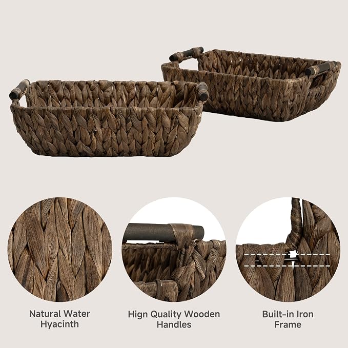 Storageworks Wicker Storage Basket, Organizing Baskets For Shelf, Brown - Image 3