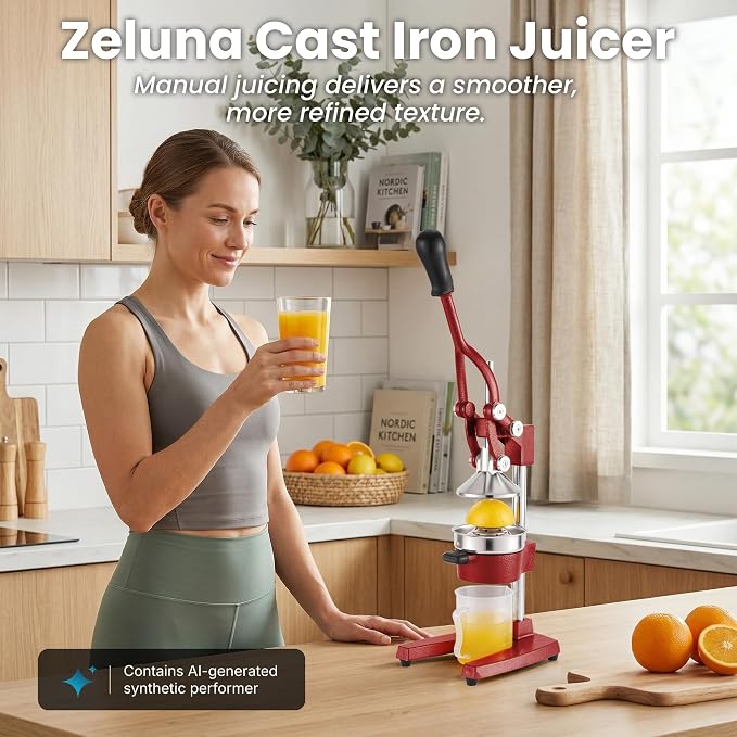 Cast Iron Manual Hand Press Juicer for Citrus & Pomegranate,Deep Red | Stainless Steel Heavy Duty Squeezer,Easy to Clean,Effortless Lever-Press Design,For Home Cooks,Health Enthusiasts,Bartenders - Image 4
