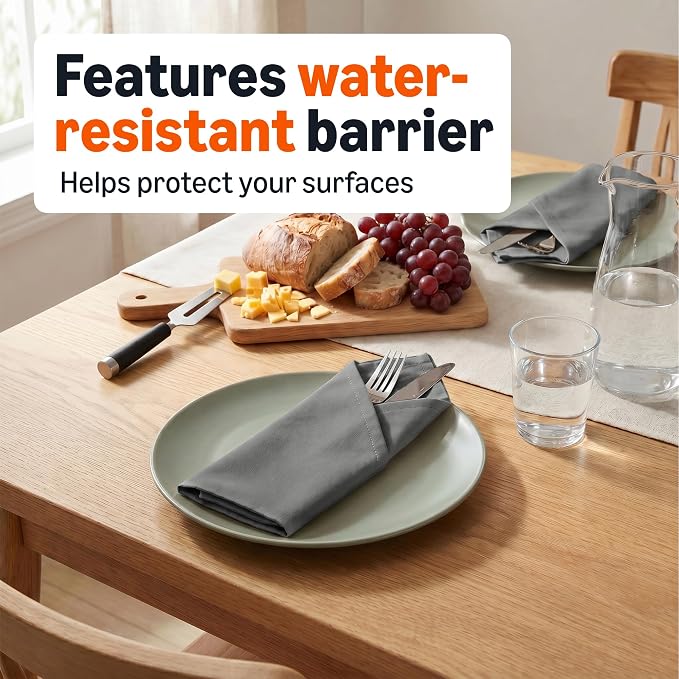 Amazon Basics Reusable Stain and Wrinkle Resistant Cloth Napkins, 17 x 17 inches, Grey, 12-Pack - Image 3