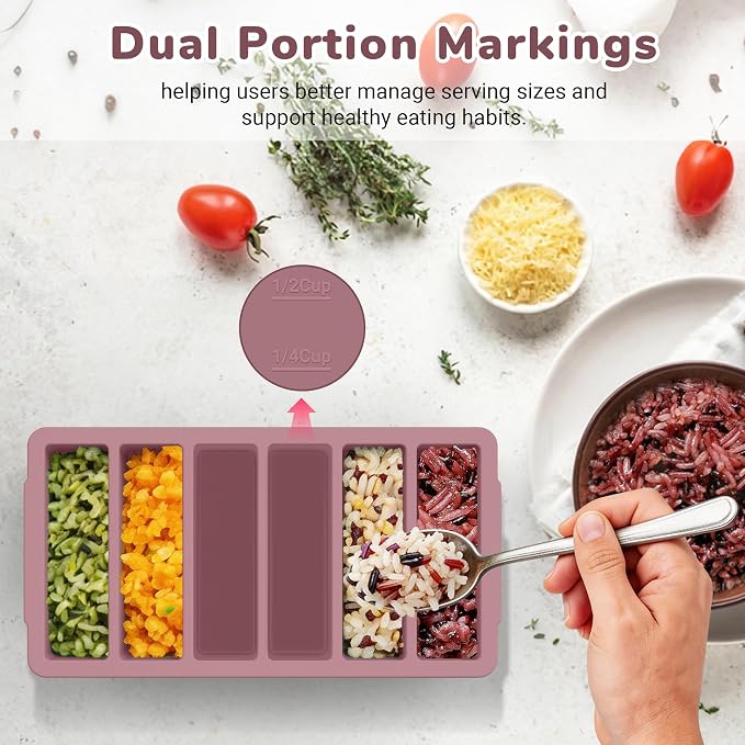 Silicone Freezer Trays with Lid (4-Pack), 1-Cup, 2-Cup, 1/2-Cup & 2-Tbsp Silicone Freezer Molds, Stackable Soup Freezer Meal Prep Containers,Ice Cube Tray for Making Sauce,Smoothies,Yogurt Bites - Image 4