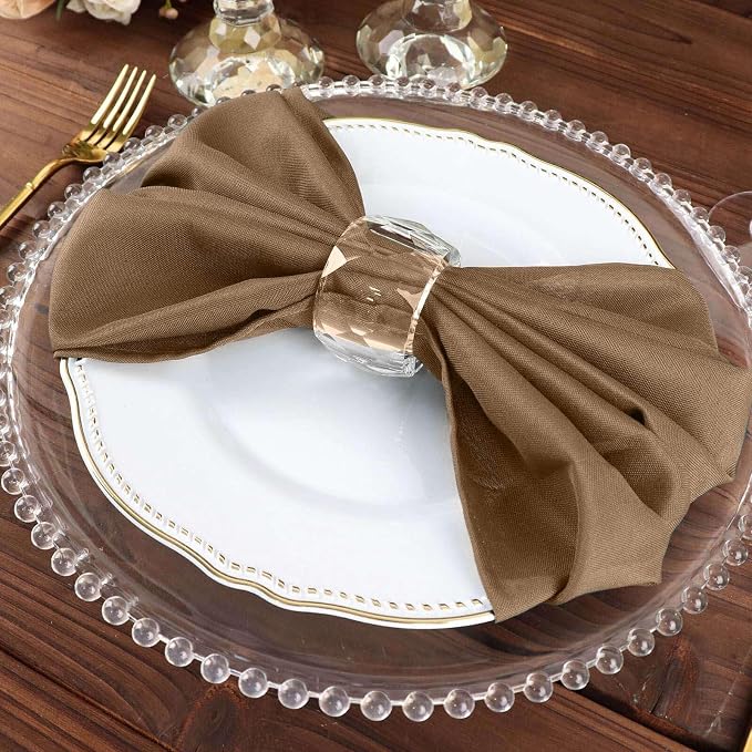 Efavormart Premium Cloth Napkins Set of 100, 20x20 Inch Taupe Seamless Dinner Napkins, Washable Linen Table Napkin Cloth with Hemmed Edges for Weddings, Party and Banquet - Image 6