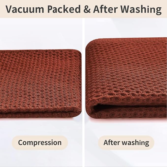 Homaxy 10 Pack 100% Cotton Kitchen Towels and Dishcloths Set, Rust | 12 x 12 Inches and 13 x 28 Inches Kitchen Towels Set, Ultra Soft Absorbent Dish Cloths for Washing Dishes - Image 9