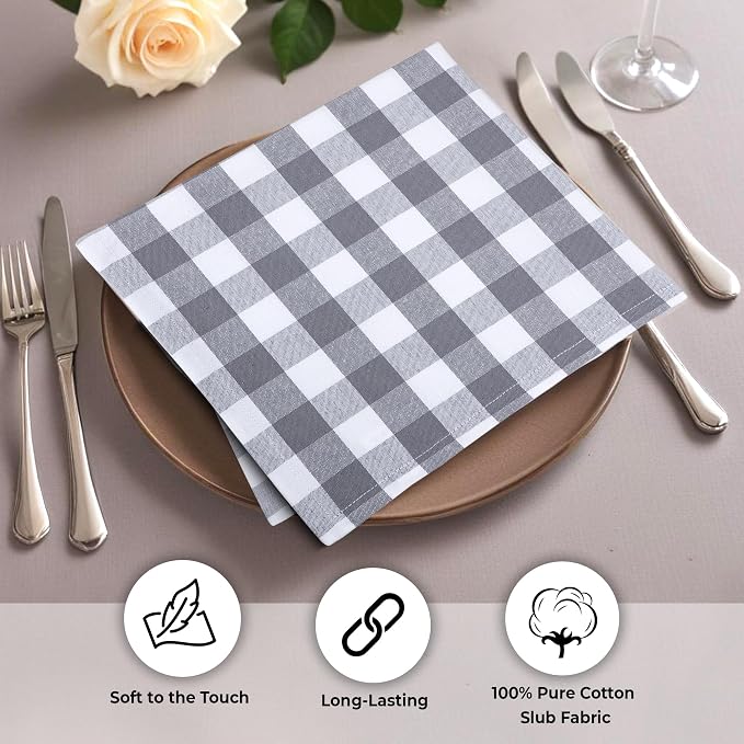 Urban Villa Cloth Napkins Cotton 20x20 (Set of 6) Grey - Image 5