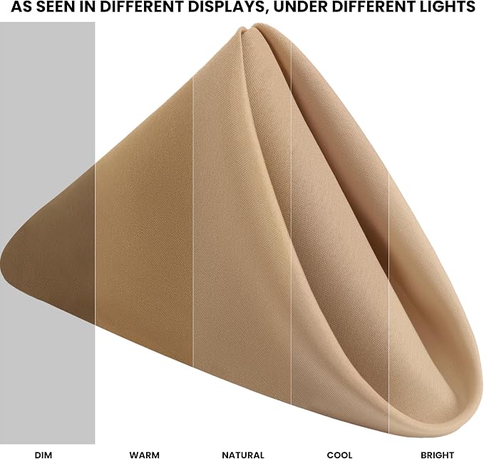 Utopia Home [24 Pack, Beige] Cloth Napkins 17x17 Inches, 100% Polyester | Hemmed Edges, Washable and Reusable Ideal for Parties, Weddings and Dinners - Image 3
