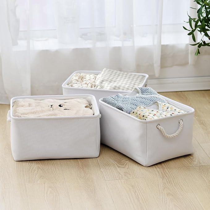 Fabric Storage Bin, Large 1 Pack 15.7L*11.8W*8.3H Storage Basket for Home Storage and Organization, Shelf Basket with Cover for Living Room Bedroom Closet（White - Image 4
