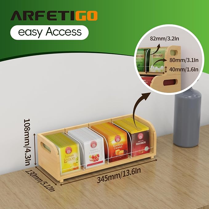 Bamboo Tea Organizer – Stackable Collection (1Tier) - Image 2