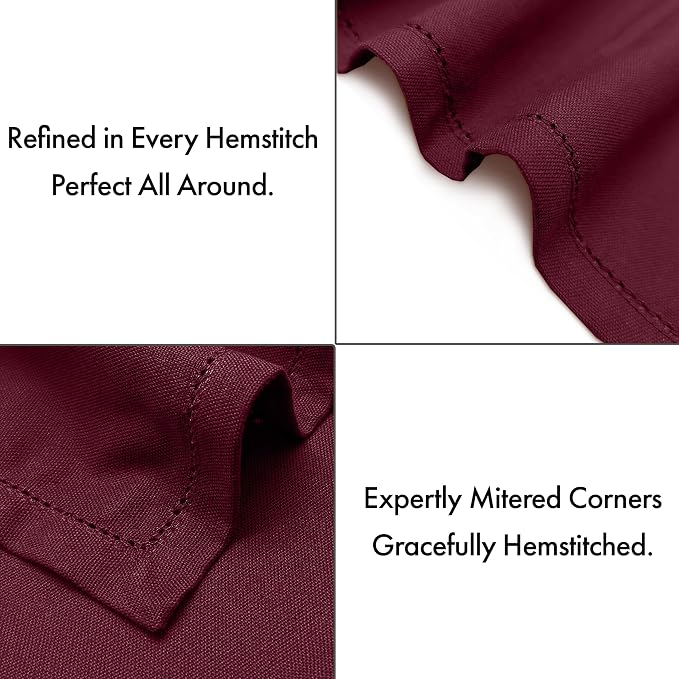 Ruvanti Cloth Napkins Set of 12, 100% Cotton High GSM 18x18 Inches, Hem Stitched Corners, Soft, Washable, Highly Durable & Absorbent, Perfect for Parties, Christmas, Thanksgiving Dinners – Burgundy - Image 4