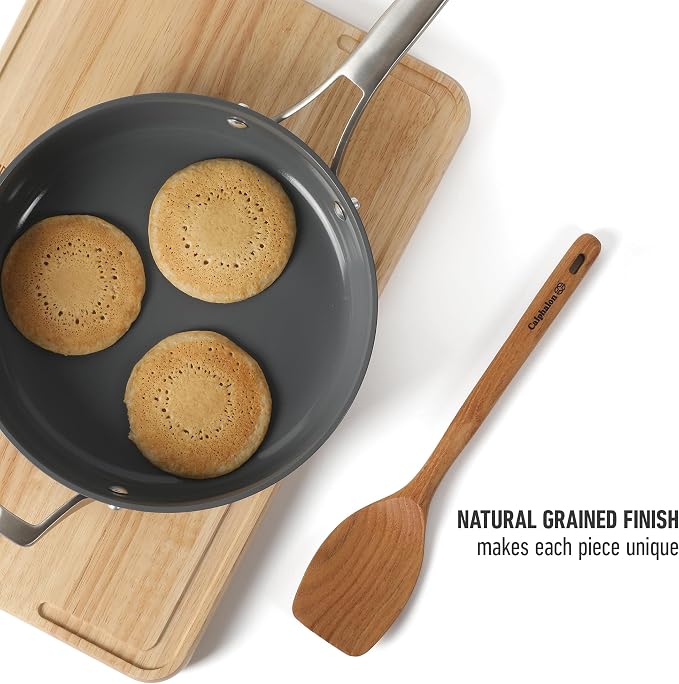 Calphalon Prime 7-Piece Silicone and Teak Wood Kitchen Tool Set, Stainless Steel Kitchen Utensil Set, Kitchen Spoon And Spatula Set, Heat Resistant Non-Slip Kitchen Gadgets Set - Navy Blue - Image 6