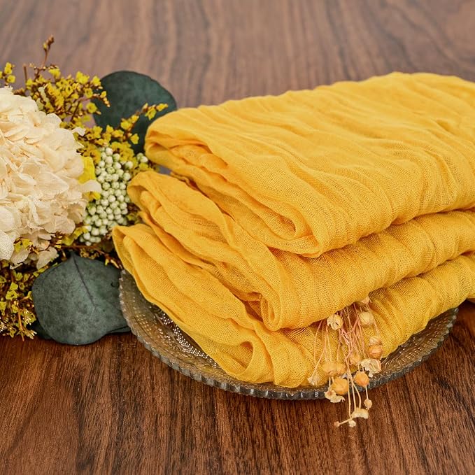 fani 100 Pack Gauze Cheesecloth Napkins, 20 x 20 in, Mustard | Wrinkled Table Napkins, Soft Cotton, Rustic Decorative, Weddings, Party, Dinner Table, Everyday Use - Image 8