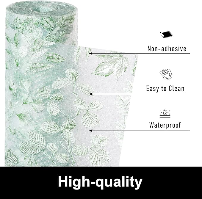 Cooyes Shelf Liners for Kitchen Cabinets Refrigerator Liners Waterproof & Oil-Proof Kitchen Cupboard Liner Drawer Mats EVA Material Non Adhesive Fridge Liner for Shelves（23.6" W x 360" L） - Image 2