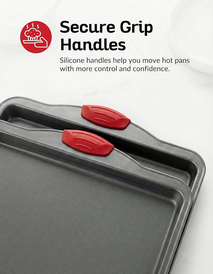 Premium Nonstick Baking Sheet Pans – Set of 3, Heavy-Gauge Carbon Steel, Warp, Dent, and Rust-Resistant – Gourmet Rimmed Half Cookie Sheet Trays, Non-Toxic for Exceptional Baking Performance - Image 5