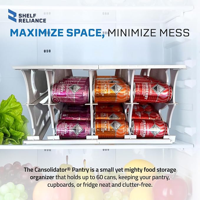 Cansolidator Pantry Plus - 1-Pack Can Organizer for Pantry, Stackable Soda Can Storage for Kitchen, Holds 60 Cans of Food or Soda - Image 3