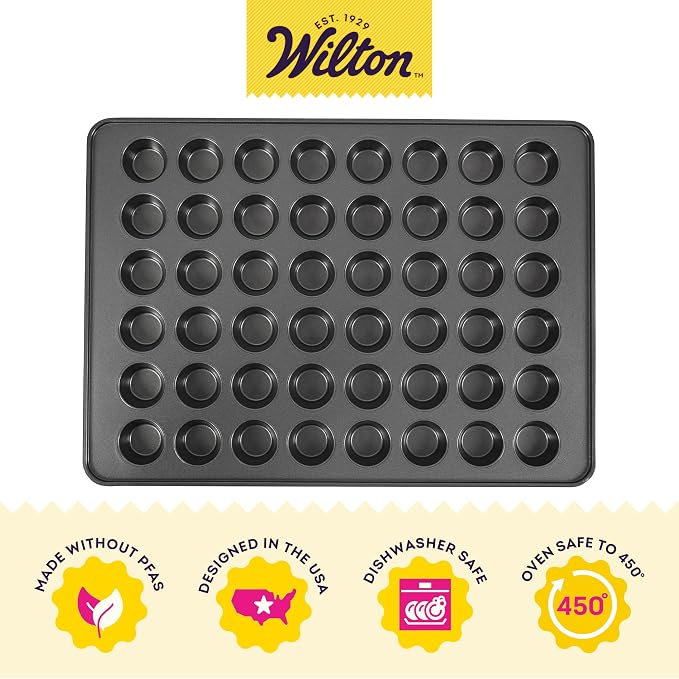 Wilton Perfect Results Non-Stick Mega Mini Muffin Pan, 48-Cup Cupcake Pan, Steel - Image 3