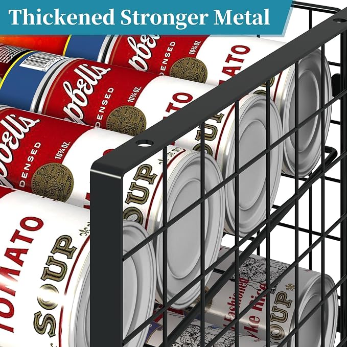 Sbanmao 2-Pack Stackable Can Organizer for Pantry, Adjustable Can Holder Rack for Canned Food Soda Drink Goods Storage up to 36 Cans Storage, 2 Tier, Black | 2-Tier Can Storage Rack Holds Up to 60 Cans, Organizer for Soda & Food Cans in Kitchen Cabinet... - Image 7
