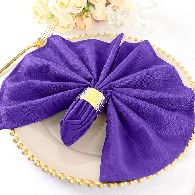 Efavormart Premium Cloth Napkins Set of 100, 20x20 Inch Purple Seamless Dinner Napkins, Washable Linen Table Napkin Cloth with Hemmed Edges for Weddings, Party and Banquet - Image 5