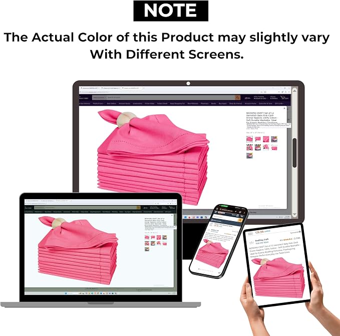 Bedding Craft Set of 12 Hemstitch Baby Pink Cloth Dinner Napkins 100% Cotton - Soft Durable Washable -Ideal for Events Wedding Christmas Thanksgiving Newyear-Perfect Everyday Use Table Linen. - Image 5