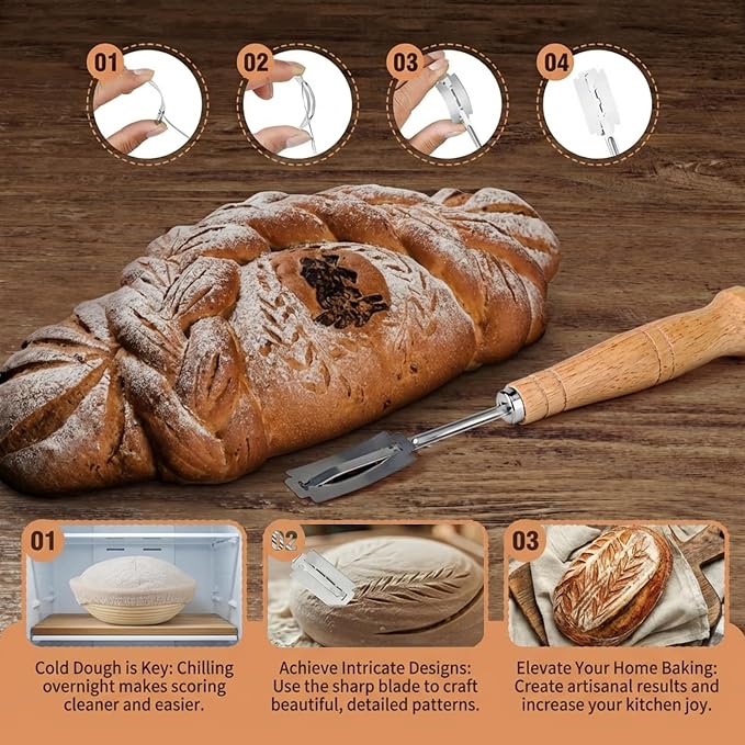 Silicone Bread Proofing Basket Set - 12-Piece All-in-One Kit with Oval & Round Banneton,Dough Scraper, Whisk,Spatula & More - Non-Stick,Easy Clean Sourdough Baking Supplies for Perfect Artisan Bread - Image 3