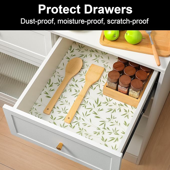 Cooyes Shelf Liners for Kitchen Cabinets Refrigerator Liners Waterproof & Oil-Proof Kitchen Cupboard Liner Drawer Mats EVA Material Non Adhesive Fridge Liner for Shelves（23.6" W x 236" L） - Image 2