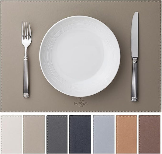 Baroyal Faux Leather Placemats Set of 12 Vinyl Washable Wipeable Table Mats for Kitchen Dining Table Heat Resistant Waterproof Indoor/Outdoor Placemats Non-Slip Easy Clean Place Mats-Almond Birch by BAROYAL