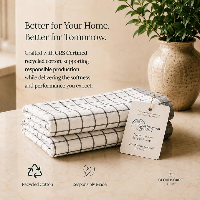 CSL Premium Cotton Kitchen Towels Set of 6,Absorbent,Quick Dry,18x28, Grey - Image 5
