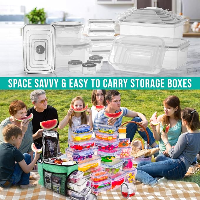 RockBerry 50 Pcs Large Food Storage Containers with Lids Airtight-85 OZ to small Containers-Total 526OZ Stackable Kitchen Set -BPA Free Leak proof containers- Freezer Microwave safe | Total 526 Oz BPA Free Plastic Stackable Containers For kitchen Pantr... - Image 3
