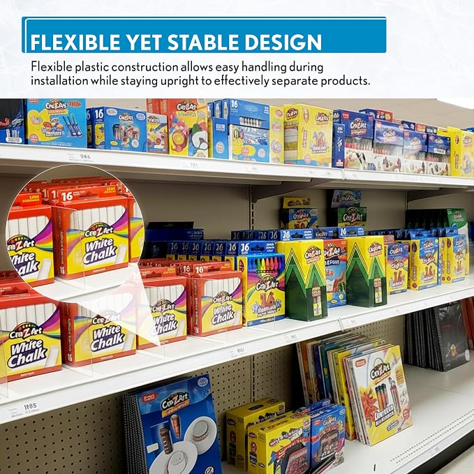Shelf Dividers, 50 Pack, 3" x 17-9/16", Retail Shelf Organization, Product Separators, Clip Strip - Image 6