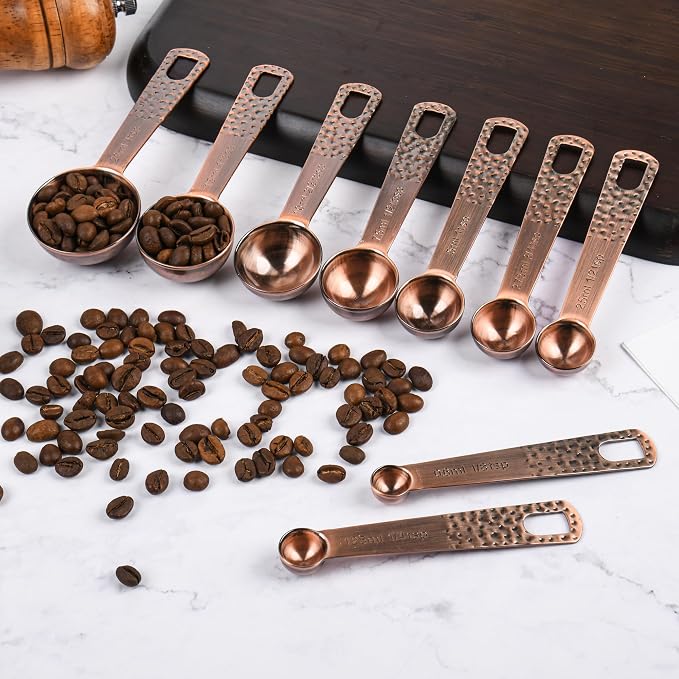 Copper Measuring Cups and Spoons Set 20 for Kitchen & Baking, Metric & US Stainless Steel Measuring Cups and Spoons with Leveler for Dry & Liquid, 8 Copper Plated Measure Cup & 9 Spoon - Image 6