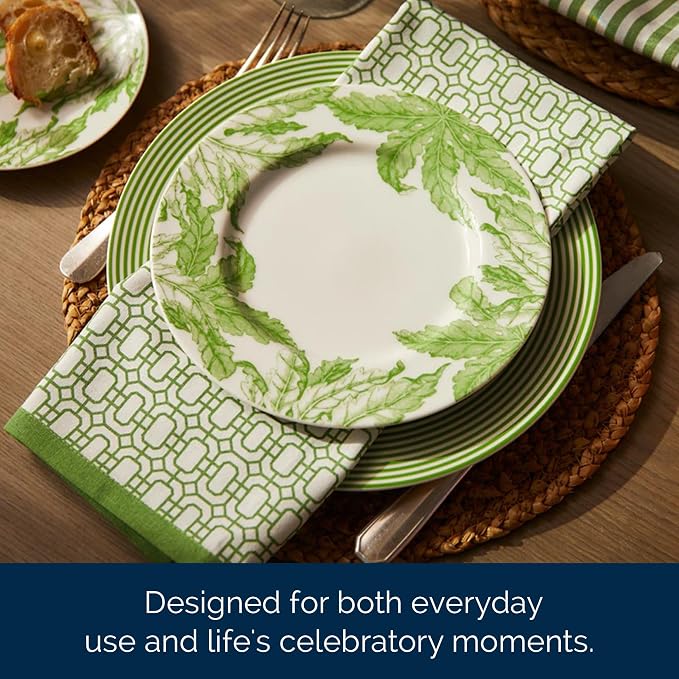 Newport Green Dinner Napkins Set of 4 | 100% Cotton Cloth Set for Entertaining or Everyday Table | Perfect for Wedding, Birthday, Christmas Green and White, 22 Inch Square - Image 6