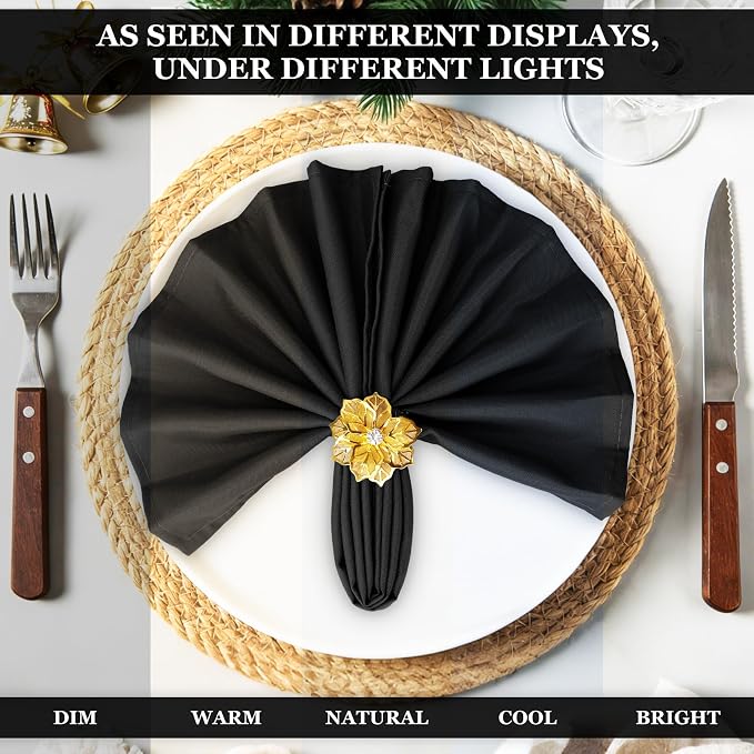 SuperO Set of 120 Cloth Napkins 17 x 17 Inch, Polyester Solid Washable Dinner Napkins with Hemmed Edges,Great for Restaurant, Wedding and Party(Black) - Image 6