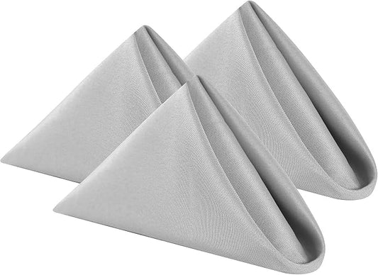 Cloth Napkins 20x20 inch Washable Polyester Dinner Napkins Soft Table Napkins for Wedding Party Dining Banquet(Silver,50PCS) by Cupuamon