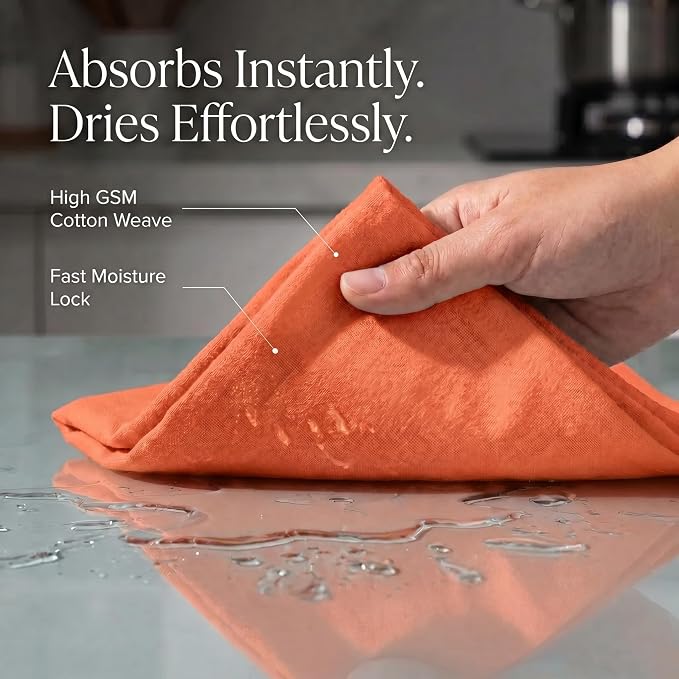 Urban Villa Kitchen Towels Cotton Dish Towels 20”x30” (Set of 6) Coral - Image 2