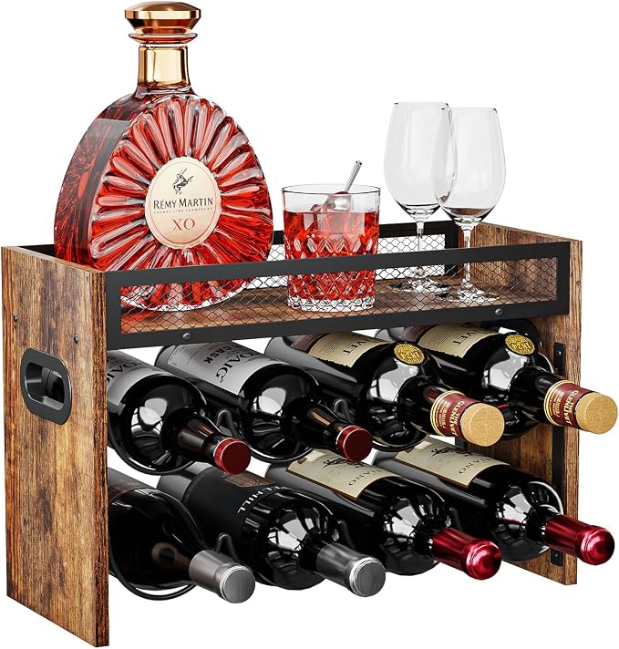 KLM 2-Tier Wine Rack, can Hold 8 Bottles.Suitable for Home Kitchens, Restaurants, Food Pantries, cabinets, and Bars. by KLM