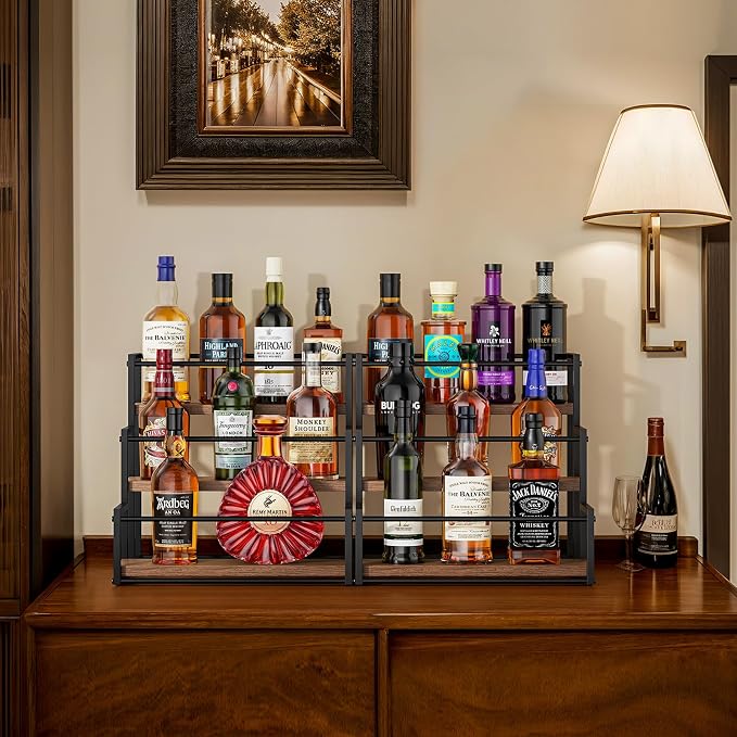 THYGIFTREE Liquor Bottle Display Shelf, 3 Tier Coffee Syrup Rack Organizer & Bar Shelf Stand for Liquor, Whiskey, Spirits, Coffee Station & Home Bar - Image 6