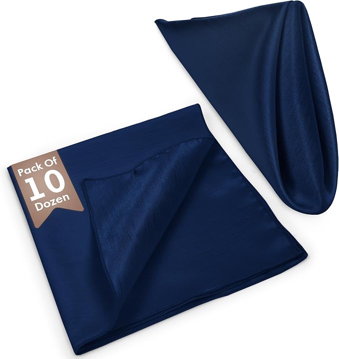 17 x 17-Inch Shantung Satin Cloth Napkins, Navy Set of 120 - Image 2
