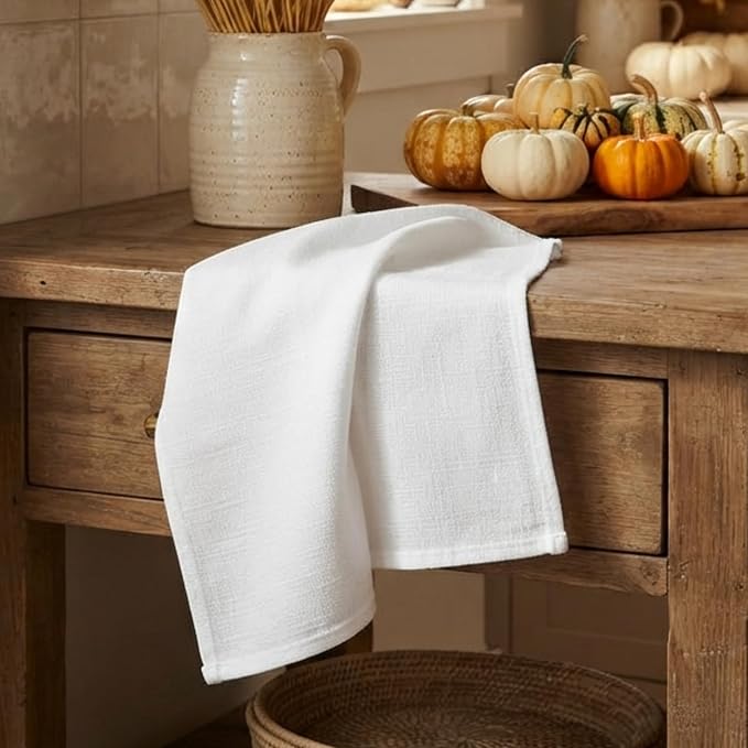 Flour Sack Tea Towel for Crafts | Kitchen Dish Cotton Blank Towel for Embroidery | Baking Bread Proofing Linen Cover | Thick Absorbent Quick Dry | 3 Pack 28"x28" White - Image 3
