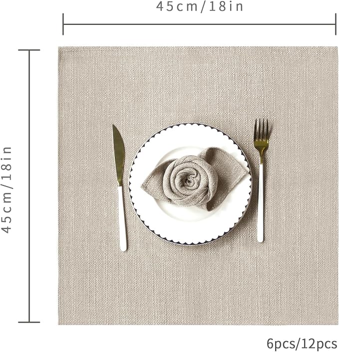 BALCONY & FALCON Rectangle Table Cloth Waterproof Beige 17.7"x17.7" 12pcs | Cloth Napkins Set of 12 Washable Linen Napkins Absorbent Wrinkle-Free Fabric Napkin Bulk for Dinner Wedding Party Christmas - Image 4