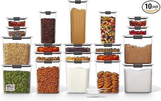 Rubbermaid Brilliance BPA-Free Airtight Food Storage Containers with Lids Set of 20 with Scoops Perfect for Kitchen and Pantry Organization by Unknown
