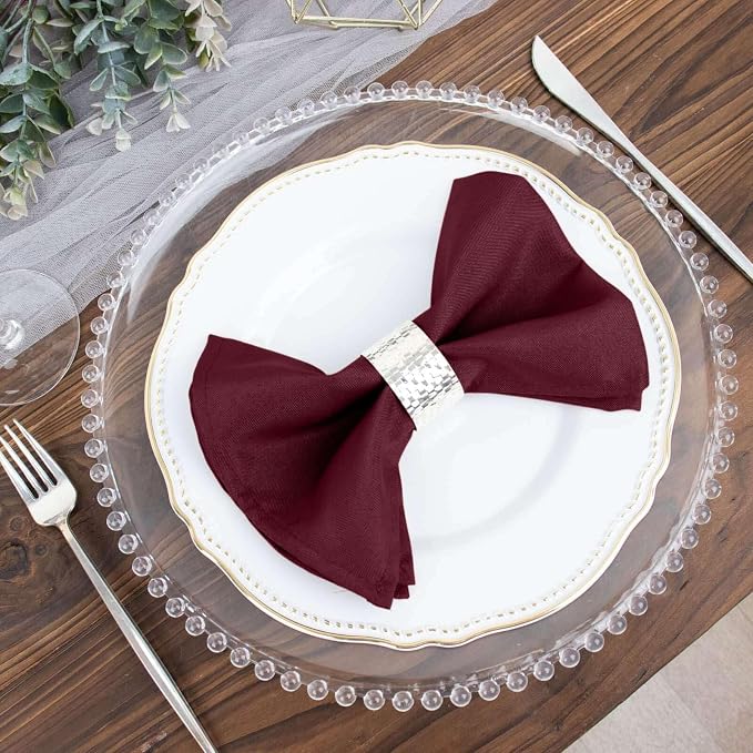 Efavormart Premium Cloth Napkins Set of 10, 17x17 Inch Burgundy Seamless Dinner Napkins, Washable Linen Table Napkin Cloth with Hemmed Edges for Weddings, Party and Banquet - Image 7