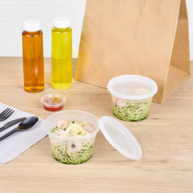 Asporto 16 oz Round Clear Plastic Soup Container - with Lid, Microwavable - 4 1/2" x 4 1/2" x 3" - 25 count box - Image 4