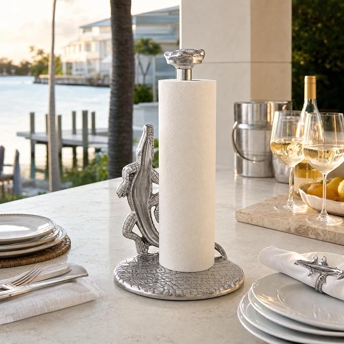 Arthur Court Alligator Paper Towel Holder Aluminum Metal 12.5 inch Stylish Kitchen Decor - Image 9