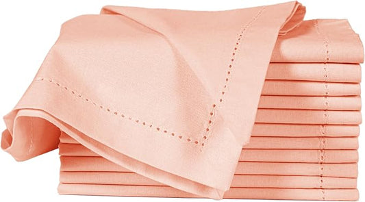 Cotton Cloth Napkins Set of 12, 18x18 Cotton Napkin Cloth Washable, Soft, Reusable Napkins for Wedding, Parties, Christmas, Thanksgiving, Everyday Use (Peach) - ALPHA Living HOME by ALPHALivingHOME