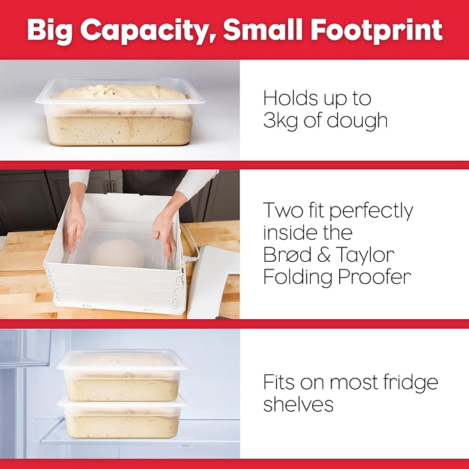 Brod & Taylor Proofing Container With 6L Capacity, Fits Up to 3000 Grams of Dough – Dough Rising Box for Bread, Sourdough & Pizza (Dishwasher Safe, BPA-Free) - Image 5