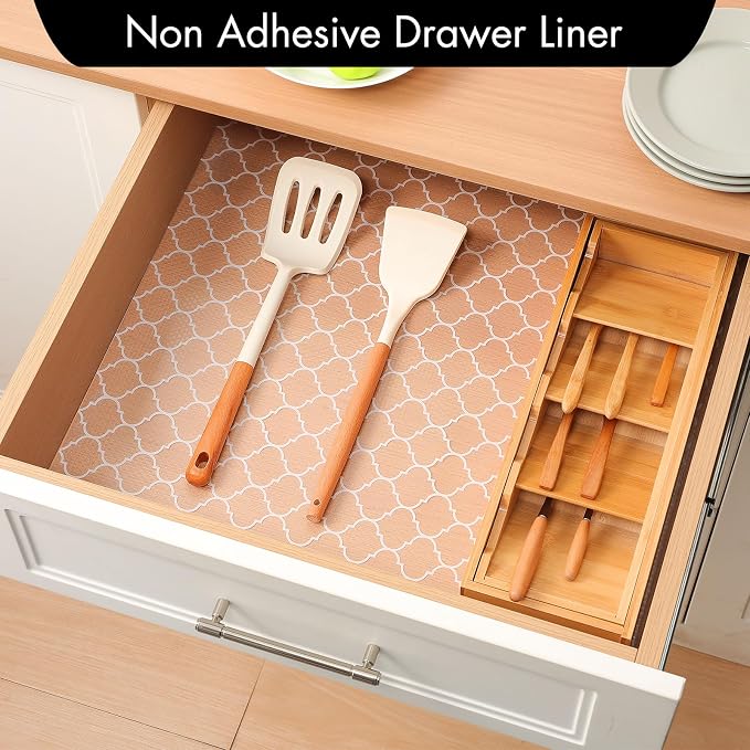 Cooyes Shelf Liner for Kitchen Cabinets – Non-Adhesive Waterproof Drawer Liner – Durable EVA Material Easy-to-Cut Shelf Paper for Refrigerator, Cupboard, Dresser with Modern Pattern (17.7"W x 78.7"L) - Image 2