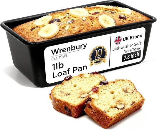 Wrenbury Bread Pan - Nonstick 8x4 Loaf Pans for Baking Bread with Rust Resistant Construction - Dishwasher Safe Bakeware for Homemade Cakes - Air Fryer Safe | Rust Resistant Construction - Dishwasher Safe Bakeware for Homemade Cakes - Air Fryer Safe by Wrenbury
