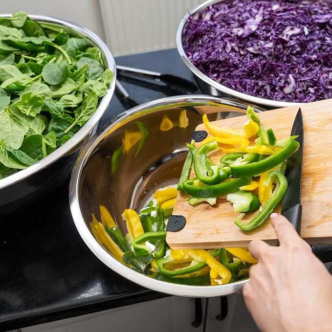30 Quart Large Stainless Steel Mixing Bowls Set, 3-Pack, Nesting Bowls | Extra Large Commercial Grade Metal Bowls for Meal Prep, Baking, Serving, Food Storage. Rustproof & Dishwasher Safe - Image 9