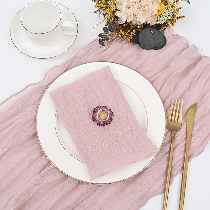 fani 100 Pack Gauze Cheesecloth Napkins, 20 x 20 in, Dusty Pink | Wrinkled Table Napkins, Soft Cotton, Rustic Decorative, Weddings, Party, Dinner Table, Everyday Use - Image 3